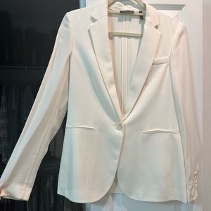 Theory white deconstructed silk blazer-size 2